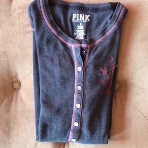 PINK blue thermal long sleeve shirt.